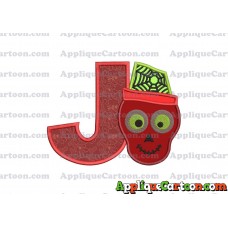 Boy Cute Skeleton Applique Embroidery Design With Alphabet J