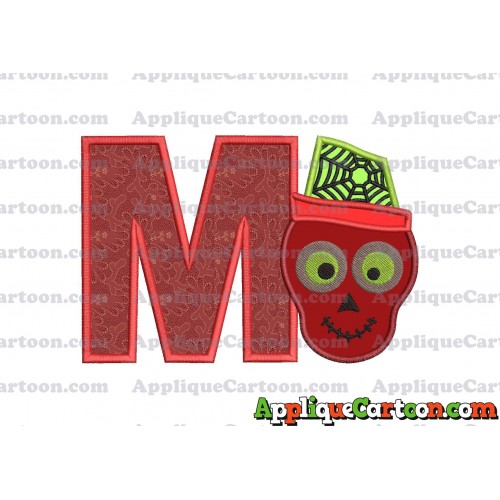 Boy Cute Skeleton Applique Embroidery Design With Alphabet M