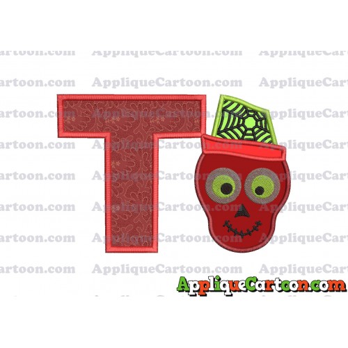 Boy Cute Skeleton Applique Embroidery Design With Alphabet T