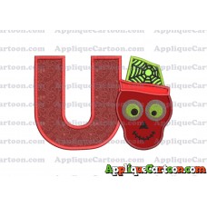 Boy Cute Skeleton Applique Embroidery Design With Alphabet U