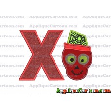 Boy Cute Skeleton Applique Embroidery Design With Alphabet X