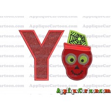 Boy Cute Skeleton Applique Embroidery Design With Alphabet Y
