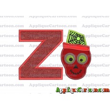 Boy Cute Skeleton Applique Embroidery Design With Alphabet Z
