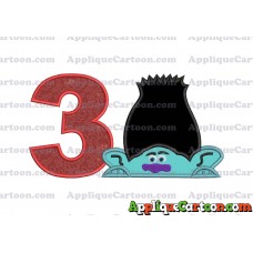Branch Trolls Applique 01 Embroidery Design Birthday Number 3