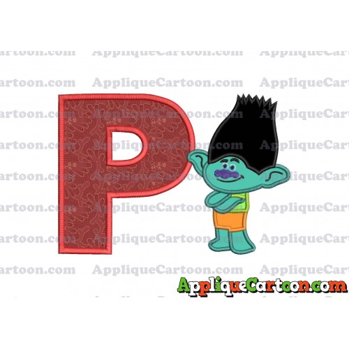 Branch Trolls Applique 02 Embroidery Design With Alphabet P