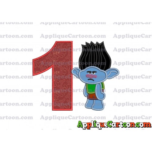 Branch Trolls Applique 03 Embroidery Design Birthday Number 1