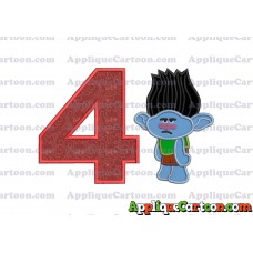 Branch Trolls Applique 03 Embroidery Design Birthday Number 4