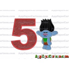 Branch Trolls Applique 03 Embroidery Design Birthday Number 5
