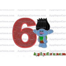 Branch Trolls Applique 03 Embroidery Design Birthday Number 6