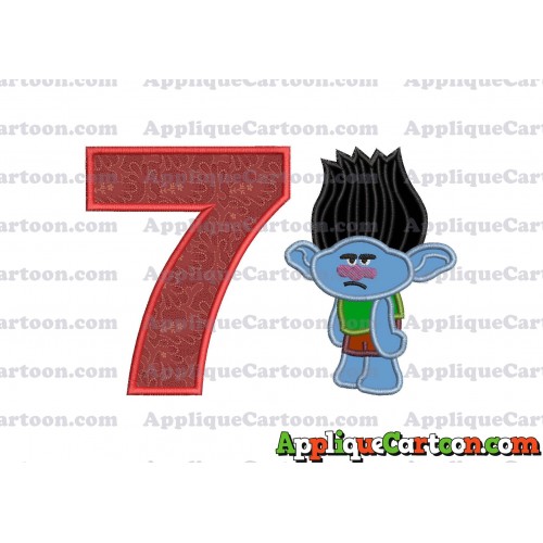 Branch Trolls Applique 03 Embroidery Design Birthday Number 7