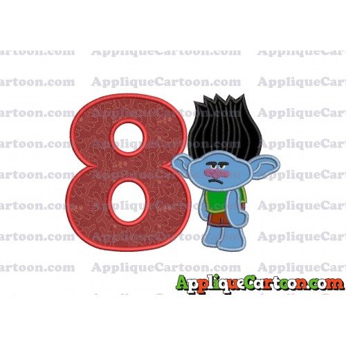 Branch Trolls Applique 03 Embroidery Design Birthday Number 8