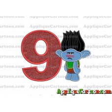 Branch Trolls Applique 03 Embroidery Design Birthday Number 9