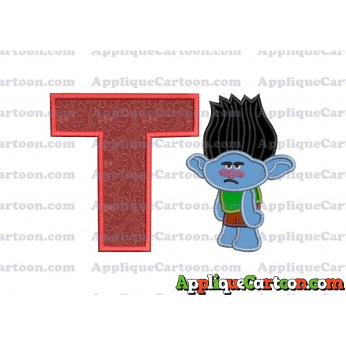 Branch Trolls Applique 03 Embroidery Design With Alphabet T