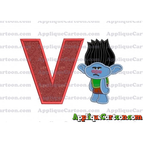 Branch Trolls Applique 03 Embroidery Design With Alphabet V