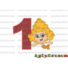Bubble Guppies Deema Applique Embroidery Design 01 Birthday Number 1