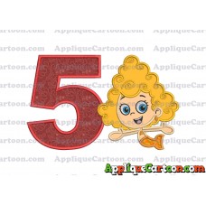 Bubble Guppies Deema Applique Embroidery Design 01 Birthday Number 5