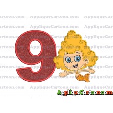 Bubble Guppies Deema Applique Embroidery Design 01 Birthday Number 9