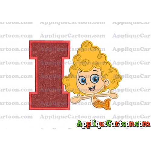 Bubble Guppies Deema Applique Embroidery Design 01 With Alphabet I
