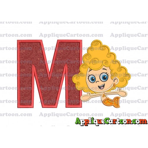 Bubble Guppies Deema Applique Embroidery Design 01 With Alphabet M