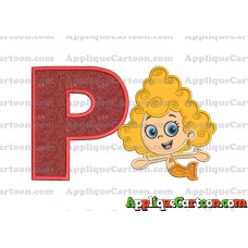 Bubble Guppies Deema Applique Embroidery Design 01 With Alphabet P