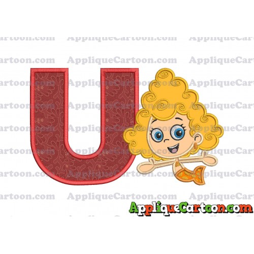 Bubble Guppies Deema Applique Embroidery Design 01 With Alphabet U