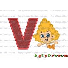 Bubble Guppies Deema Applique Embroidery Design 01 With Alphabet V