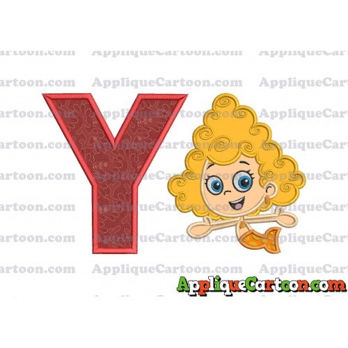 Bubble Guppies Deema Applique Embroidery Design 01 With Alphabet Y