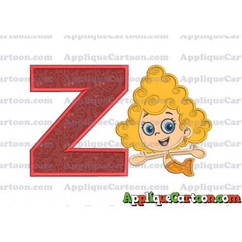 Bubble Guppies Deema Applique Embroidery Design 01 With Alphabet Z