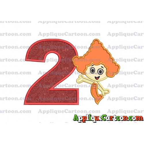 Bubble Guppies Deema Applique Embroidery Design 02 Birthday Number 2