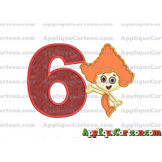 Bubble Guppies Deema Applique Embroidery Design 02 Birthday Number 6