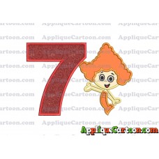 Bubble Guppies Deema Applique Embroidery Design 02 Birthday Number 7