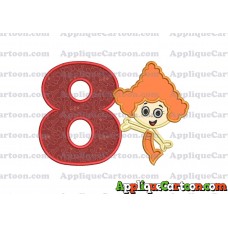 Bubble Guppies Deema Applique Embroidery Design 02 Birthday Number 8