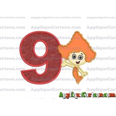Bubble Guppies Deema Applique Embroidery Design 02 Birthday Number 9