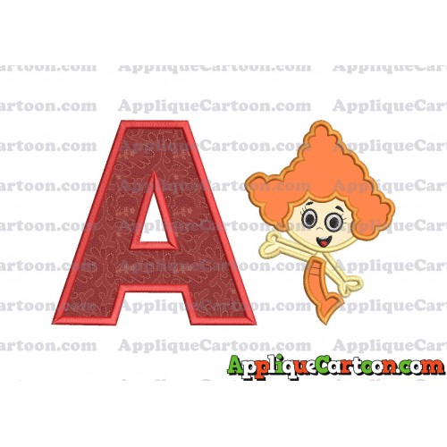 Bubble Guppies Deema Applique Embroidery Design 02 With Alphabet A