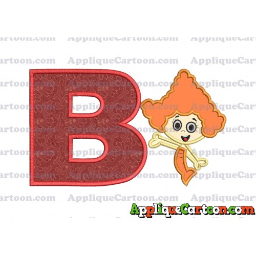 Bubble Guppies Deema Applique Embroidery Design 02 With Alphabet B