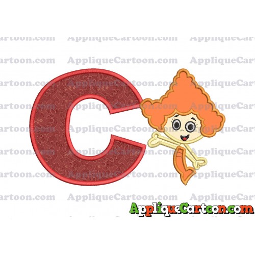 Bubble Guppies Deema Applique Embroidery Design 02 With Alphabet C
