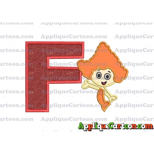 Bubble Guppies Deema Applique Embroidery Design 02 With Alphabet F