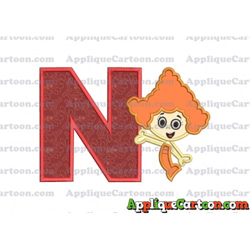 Bubble Guppies Deema Applique Embroidery Design 02 With Alphabet N