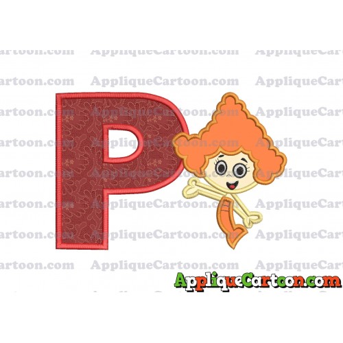 Bubble Guppies Deema Applique Embroidery Design 02 With Alphabet P