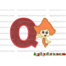 Bubble Guppies Deema Applique Embroidery Design 02 With Alphabet Q