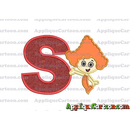 Bubble Guppies Deema Applique Embroidery Design 02 With Alphabet S
