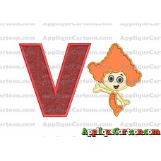 Bubble Guppies Deema Applique Embroidery Design 02 With Alphabet V