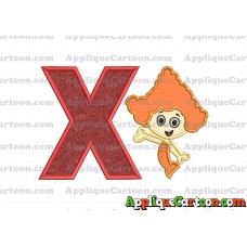 Bubble Guppies Deema Applique Embroidery Design 02 With Alphabet X
