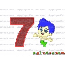 Bubble Guppies Gil Applique Embroidery Design Birthday Number 7