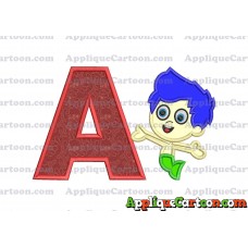 Bubble Guppies Gil Applique Embroidery Design With Alphabet A