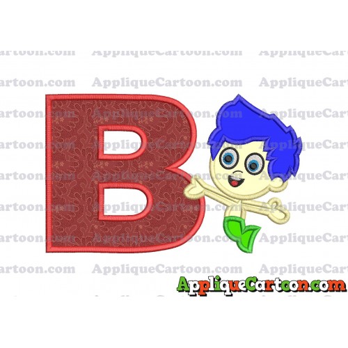 Bubble Guppies Gil Applique Embroidery Design With Alphabet B