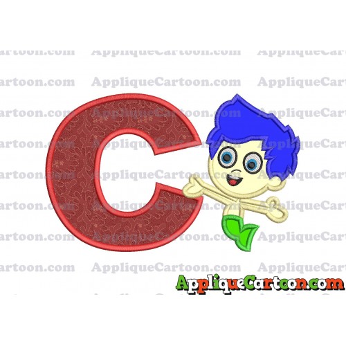 Bubble Guppies Gil Applique Embroidery Design With Alphabet C