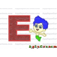 Bubble Guppies Gil Applique Embroidery Design With Alphabet E