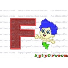 Bubble Guppies Gil Applique Embroidery Design With Alphabet F