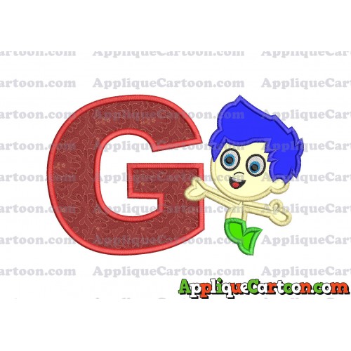 Bubble Guppies Gil Applique Embroidery Design With Alphabet G